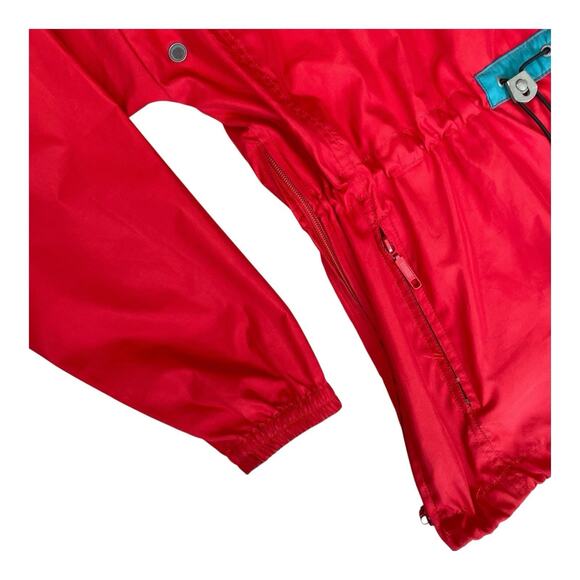 Vintage SPYDER 3D Web Graphic Red Pullover Hooded Windbreaker Parka XS - Picture 4 of 5